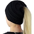 Miniatyrbild 1 av 5: Hästhuvud Beaniemössa för kvinnor flickor, vinter varm mjuk stretch rörig bulle hästsvans stickad BeaniemössaTail Hat Skull Cap
