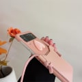 Miniatyrbilde 5 av 5: Hjerteformet etui kompatibelt med Samsung Galaxy Z Flip 4, PC-ramme PU-lær støtsikker deksel med snor Brun