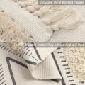 Pikkukuva 4 / 5: Pestävä tuftattu puuvillamatto hapsuilla kudottu geometrinen kuvio Boho-alueen matto pyykkitupaan ja makuuhuoneeseen (beige, 60 x