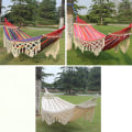 Miniatyrbild 4 av 5: Färglada Hammock för Vuxna, Bohemisk Macrame 2-Personers Stickad Hammock med Anti-Rullbalansbalk, Bärbara Hammockar Lämpliga för Inomhus och Utomhus