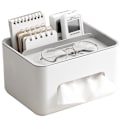 Miniatyrbillede 1 af 5: Multifunktionel Tissue Box Holder og Fjernbetjening Caddy, Velegnet til Opbevaring af Penne og Papirvarer, Box Container, Grå