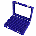 Miniatyrbillede 4 af 5: Slots Fløjls Glas Ringe Øreringe Smykker Display Opbevaringsboks Holder Organiser Bakke Etui