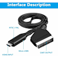 Miniatyrbilde 3 av 5: Scart-konverter til HDMI, HDMI scalm-kabel, scalm-adapter til HDMI, scalp til HDMI med scart-inngangskabel og HDMI-utgangsport, for TV-skjerm STB VHS X