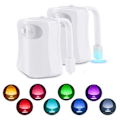 Miniatyrbild 1 av 4: Toalettljus rörelsesensor, 2-pack toalettljus 8 färger LED nattljus batteridriven rörelsesensor för badrum toalett