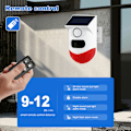 Miniatyrbillede 2 af 5: Solar bevægelsessensor alarm Udendørs solar alarm 120 DB Kraftig sirene Stroboskoplys LED Sikkerhedsalarm justerbar detektion IP65 Mouv detektor