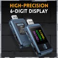 Miniatyrbilde 5 av 5: FNB48P 6-sifret display tester Multifunksjonelt Voltmeter USB Ampèrememeter Type-C Bevegelsesdeteksjon Deteksjon Deteksjon Trigger Beregning av kapasiteten