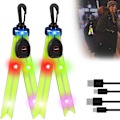 Miniatyrbilde 1 av 5: Grønn 2-pakks LED-skolesekk Blinkende lys Reflektorlys med fargerikt lys USB-oppladbar Reflektorlys for jogging, fotturer, løping