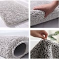 Miniatyrbild 2 av 5: Extra tjock halkfri badrumsmatta absorberande matta dusch mikrofiber för badrum EPAIS (ljusgrå, 50x80cm)