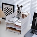 Miniatyrbillede 4 af 5: Stakbar papirbakke - Skrivebordsdokument, brev- og filorganiseringsbakke - Sælges separat (hvid)(hvid)