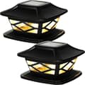 2 stk. utendørs solcellehatt stolpelamper LED LED LED LED LED FLOW SOLAR SOLAR SOLAR SOLUS (svart)