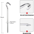 Miniatyrbilde 2 av 5: 14 stk teltplugger, 18 cm metall teltkroker, lette teltplugger i aluminiumslegering, harde gulvplugger, hageplugger for campingturer