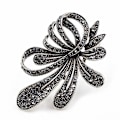 Miniatyrbilde 2 av 4: Rhinestone Black Flower Brosjer Kvinner Vintage