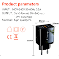 Miniatyrbilde 4 av 5: 3A QC3.0 Enkeltports USB Mobiltelefon Rask Lading Ladere - EU Svart