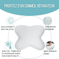 Miniatyrbillede 3 af 6: Ergonomisk Butterfly Pude i Memory Skum med Kølende Gel - Dobbeltsidet - Multipositioner - 53x43x12 cm - Hvid
