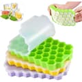 Isbitsform, 3-pack silikonisbitsform med lock, 111 isbitsformar, LFGB-certifierad och BPA-fri, för Co[q55]