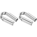 2/5\" (10 mm) 304 Rostfritt Stål Kabelrep Rörkaus, 2 St Repskyddsrörkaus för Industriell Rigging Vajer, Silver
