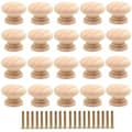 Runda träknoppar - 20-pack, 35 mm diameter - Enkel stil för möbler och skåp