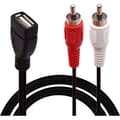 USB til RCA-kabel, USB A 2.0 hun til 2 RCA hanstik, Y-splitter til lyd, video, AV (1,5 m)