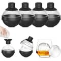 Stora isbitsformar i silikon för whisky - set om 6, med 2-i-1 trattlock - 6 cm runda isbitsformar.