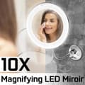 Sminkspegel - LED - 10x förstoring - 360° vridbar svanhals - Superstark sugkopp - Vit