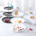Miniatyrbild 3 av 5: Fruktbricka 3 våningar plast bordsartiklar dessert tallrik kakställ displayställ transparent