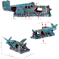 Miniatyrbild 2 av 5: Skadade stridsflygplan prydnader i fiskakvarium, hartshantverk, fisk- och räkskydd