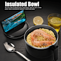 Miniatyrbild 3 av 5: Isolerad skål, Ramen skål, 304 Rostfritt stål Dubbel Instant Pastaskål med lock (Svart) Black