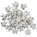 Miniatyrbild 3 av 4: 50 st söta sköldpaddsformade distanspärlor i antik silverlegering - 1,5 mm hål