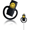 Miniatyrbild 1 av 5: 2-i-1-datakabelskydd, söt datakabelupplindare i silikon, universell minidata (Smile Black) color 3
