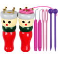 Miniatyrbild 1 av 5: Stickningsdocka-set, 2-pack fransk stickdocka, stickdocka i trä för barn