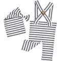 Miniatyrbild 5 av 5: Nyfödd babyfotografering rekvisita kläder randig jumpsuit romper knut mössa för 0-2 månader (grå) color 3