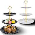 Miniatyrbild 1 av 5: Tre-lagers kakställ snacksdisplaymat Stativ (svart + vit) 2 stycken