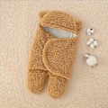 Miniatyrbild 4 av 4: Babyhuva med luva, Baby Lamb Wool Wrap Sovsäck, Babykläder (Khaki 3-6 månader) brown 9M