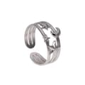 Miniatyrbilde 1 av 4: Vintage måne-stjerne-ring, åpne ringer i sølv, måne og stjerne justerbar