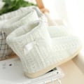 Miniatyrbild 3 av 5: Kvinnor Stickad Bootie Toffel Varma Tofflor Plyschfodrad Anti-Slip White 23.5 cm