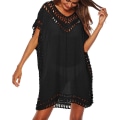 Miniatyrbild 1 av 5: Kvinnors strandklänning Bikini Cover Up Sommarklänning Poncho Strandsemester Baddräkt V-hals Bikini（svart） black