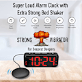 Miniatyrbild 3 av 5: Vibrationsväckarklocka, extra högt alarm för sovande, extra stor display för äldre med dubbla alarm, SVART black