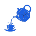 Miniatyrbild 1 av 4: Väggklockor Kreativa DIY Akryl Kaffe Kopp Tekanna 3D Väggklocka Dekorativa blue