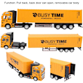 Miniatyrbild 3 av 5: 1:48 Legering Container Truck Modell Leksak Hög Simulering Fordon Släpvagn Modell Leksak (Gul) yellow