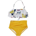 Miniatyrbild 1 av 4: Flounce Bikini hög midja rygglös baddräkt Halter baddräkt, gul, S yellow s