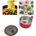 Miniatyrbild 5 av 5: Isolerad skål, Ramen skål, 304 Rostfritt stål Dubbel Instant Pastaskål med lock (röd) red