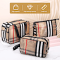 Miniatyrbild 5 av 5: 3-pack randig sminkväska set bärbar transparent vattentät researrangör multifunktionell arrangör kvinnor och flickor checker sminkväska