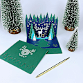 Miniatyrbild 3 av 3: Pop-up julkort, 3D julkort, bästa present (älg i skogen)