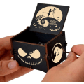 Miniatyrbild 1 av 3: Halloween-melodi leksak handvev graverad vintage trämusikbox