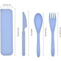 Miniatyrbild 2 av 5: 2 Bärbar Plast Resa Bestick Set Återanvändbar Sked Gaffel för Utomhus Bordsartiklar, Beige Blå