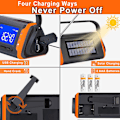 Miniatyrbild 5 av 5: Nödväder vevradio 4000mAh - solenergi, telefonladdare, SOS-larm, LED-ficklampa