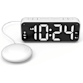 Miniatyrbild 1 av 5: Vibrationsväckarklocka, extra högt alarm för sovande, extra stor display för äldre med dubbla alarm, VIT White