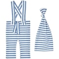 Miniatyrbild 5 av 5: Nyfödd babyfotografering rekvisita kläder randig jumpsuit romper knut mössa för 0-2 månader (blå) color 2