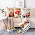 Miniatyrbild 4 av 5: Thanksgiving Day Kuddfodral, Set om 4 Höst Bomull och Linne Dekorativt Örngott Soffa Bil Heminredning Kuddfodral 45 x 45 cm