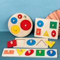 Miniatyrbild 5 av 5: Kognitiv trähandgrepp geometrisk pedagogisk leksak för barn (C-stil)